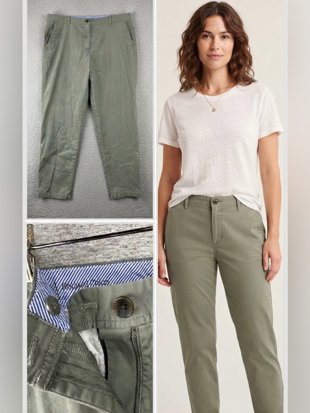 Talbots Womens Relaxed Chino Pants Sage Olive Green Cotton Stretch Minimal 14 1X